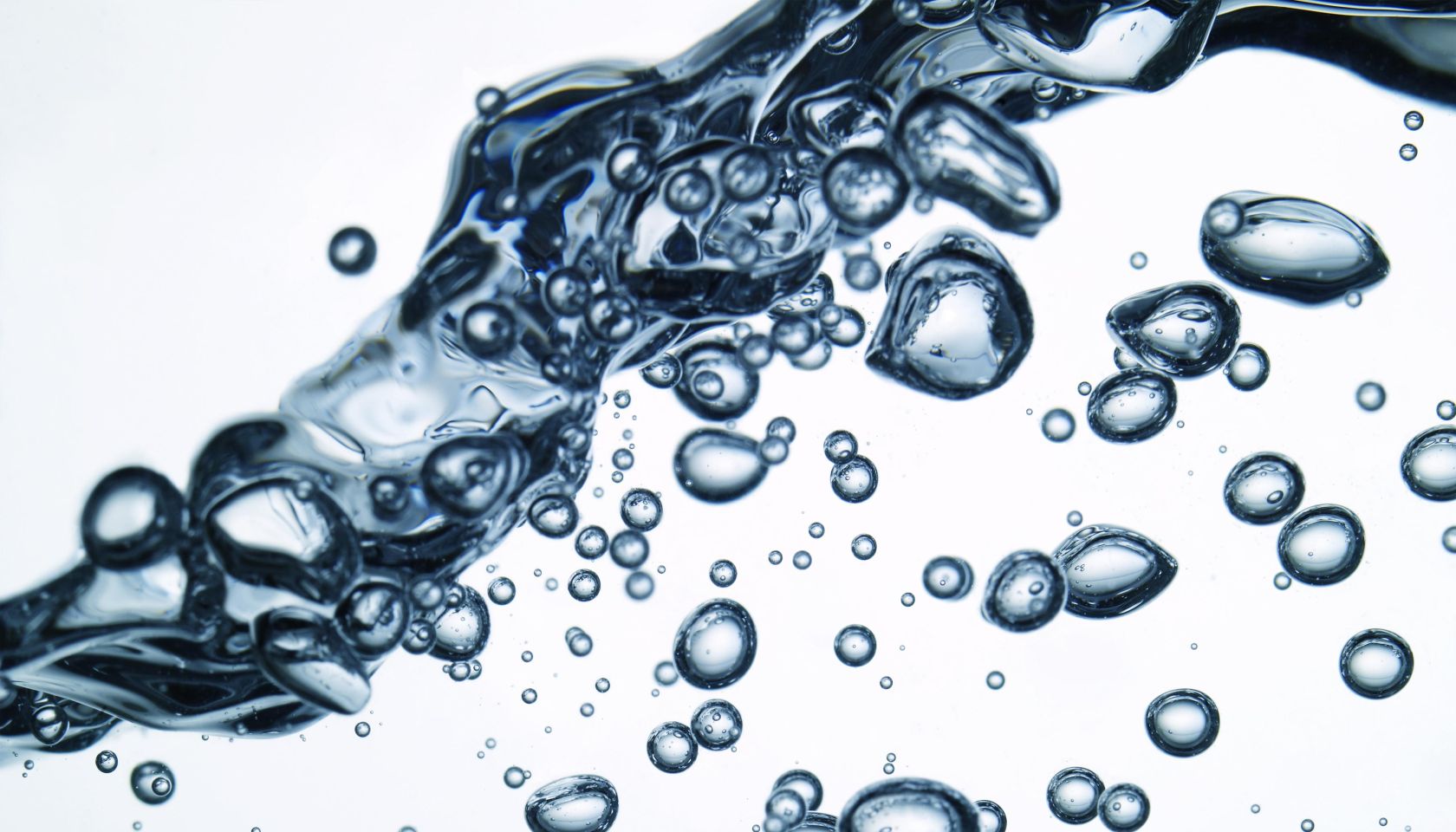 Bubbles in light blue water