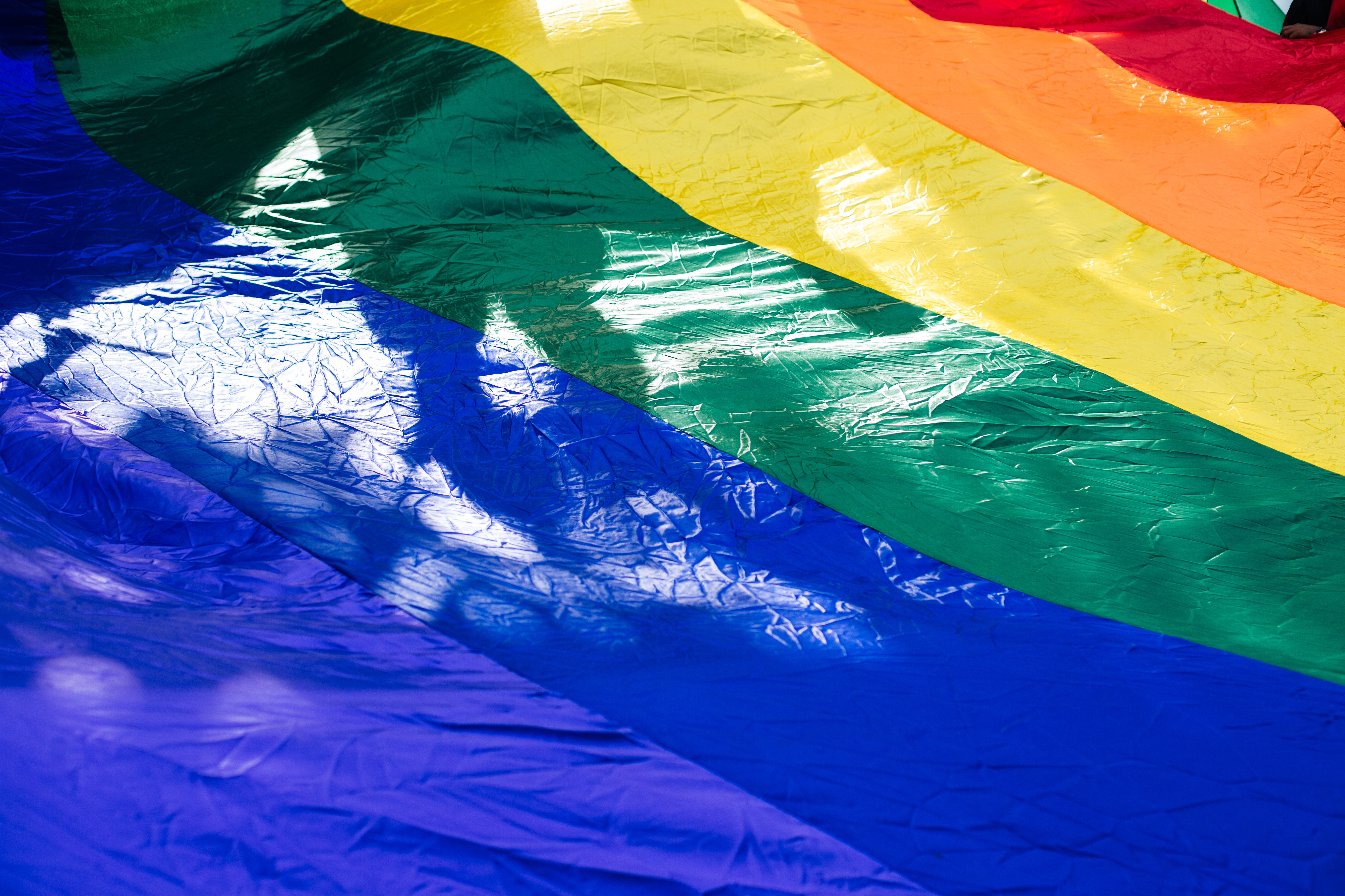 High Angle View Of Rainbow Flag