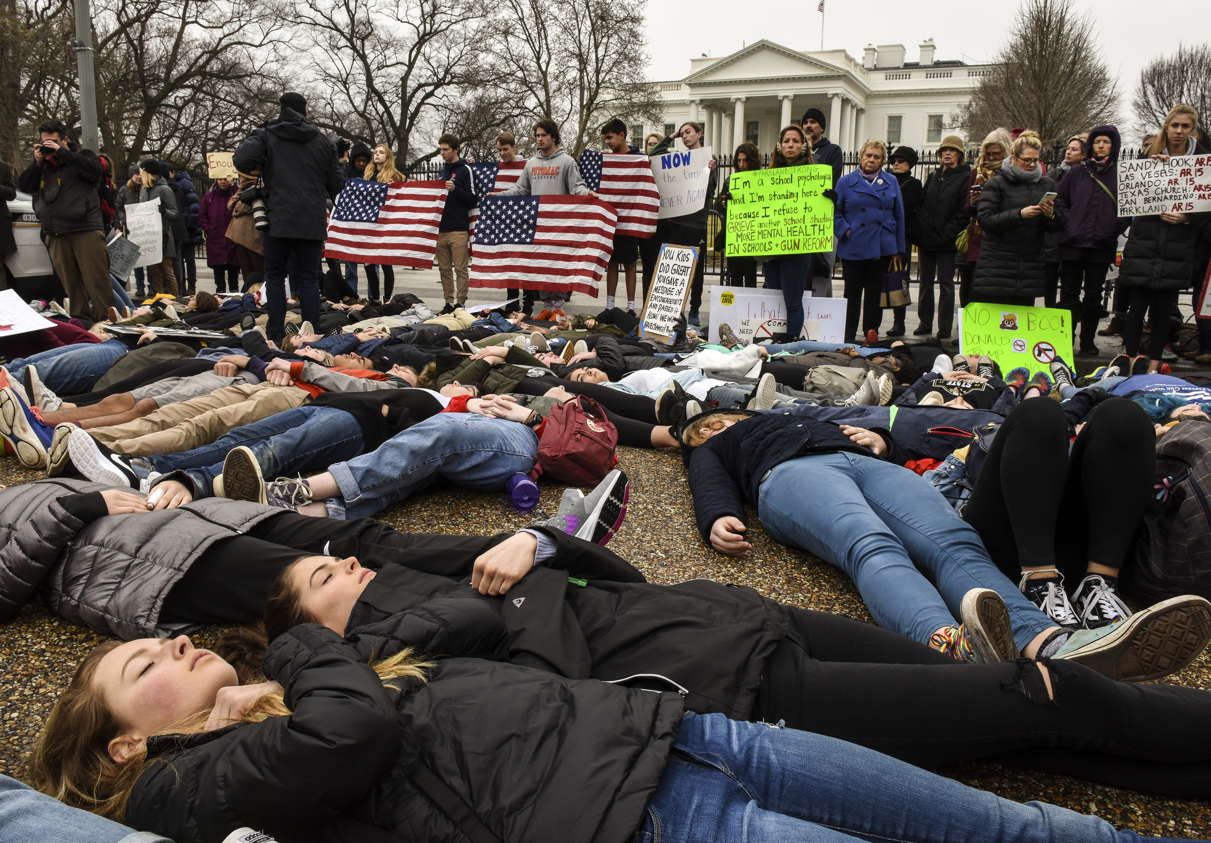 Students and their parents come from around the region to protest the lack of gun control in front of the White House, in Washington, DC.