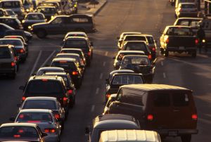 Traffic congestion on Kingsway, Vancouver, British Columbia, Canada.