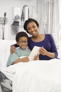 Mother and son in the hospital