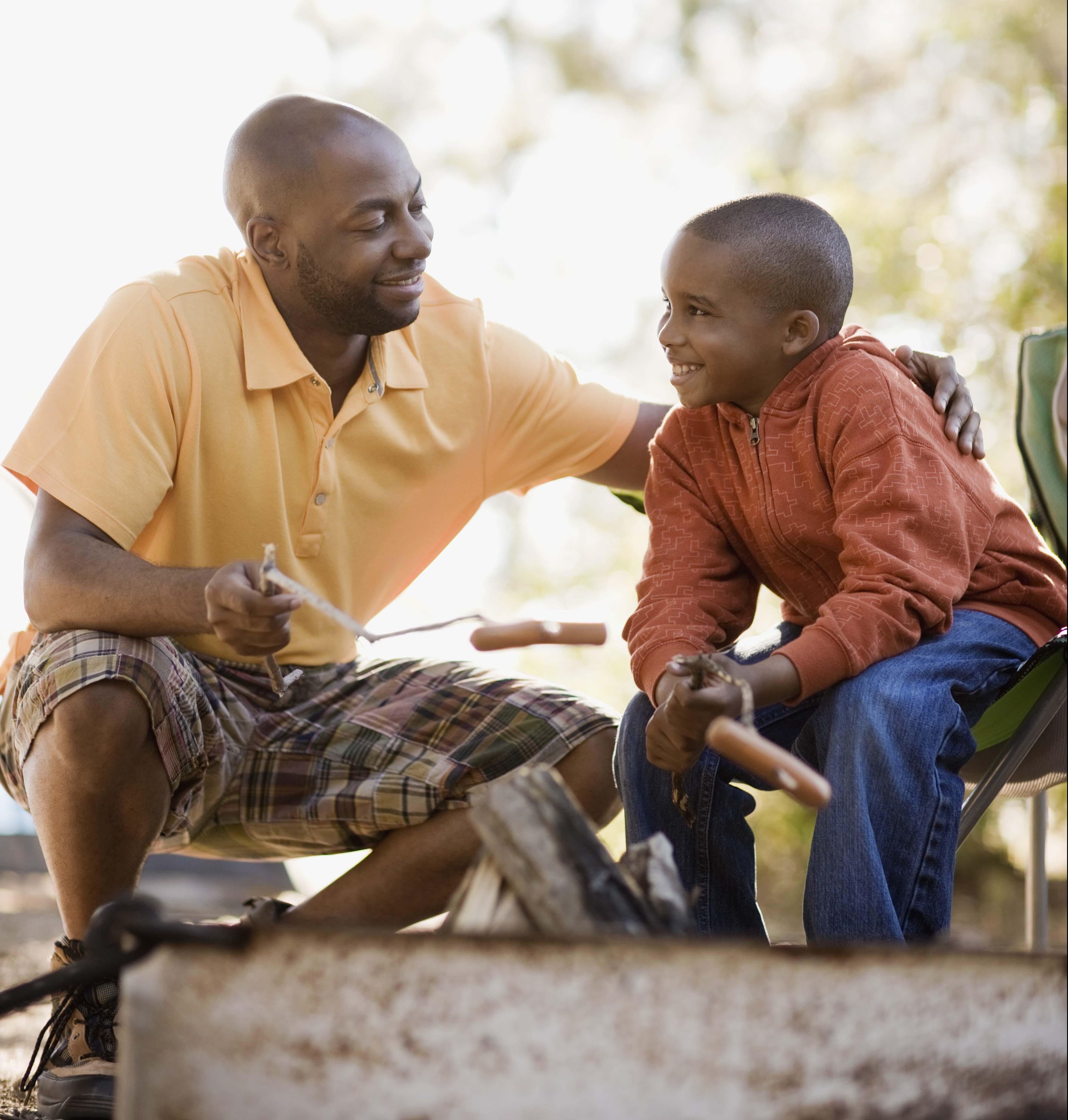 Father and son camping