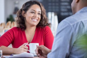 Young couple on a date in a local coffee shop
