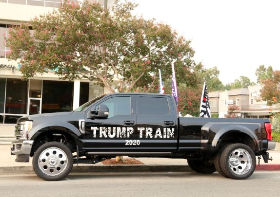 A trump supporter's vehicle on Ventura Boulevard, Woodland Hills, Los Angeles